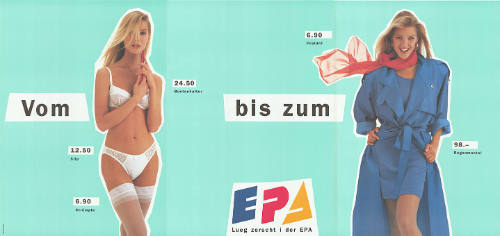 Vom [Büstenhalter] bis zum [Regenmantel], EPA