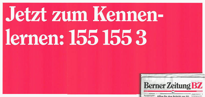 Jetzt zum Kennenlernen: 155 155 3. Berner Zeitung BZ