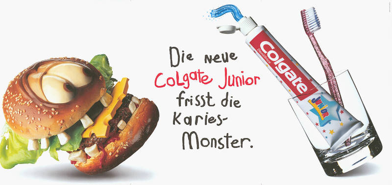 Die neue Colgate Junior frisst die Karies-Monster.