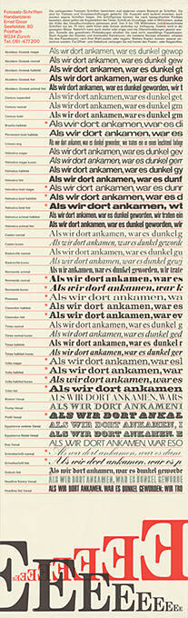 Fotosatzschriften, Handsetzerei Ernst Gloor, Zürich