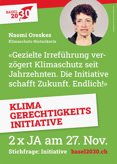 Naomi Oreskes, «Gezielte Irreführung verzögert Klimaschutz seit Jahrzehnten. Die Initiative schafft Zukunft. Endlich!», Klimagerechtigkeitsinitiative, 2 x Ja