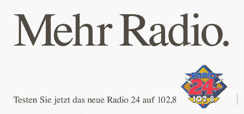 Mehr Radio. Testen Sie jetzt das neue Radio 24 auf 102,8, Radio 24