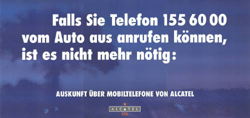 Falls Sie Telefon 155 60 00 vom Auto aus anrufen können, ist es nicht mehr nötig: Auskunft über Mobiltelefone von Alcatel