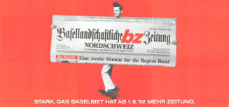 Basellandschaftliche Zeitung, BZ Nordwestschweiz, Stark, das Baselbiet hat ab 1.9.’92 mehr Zeitung.

